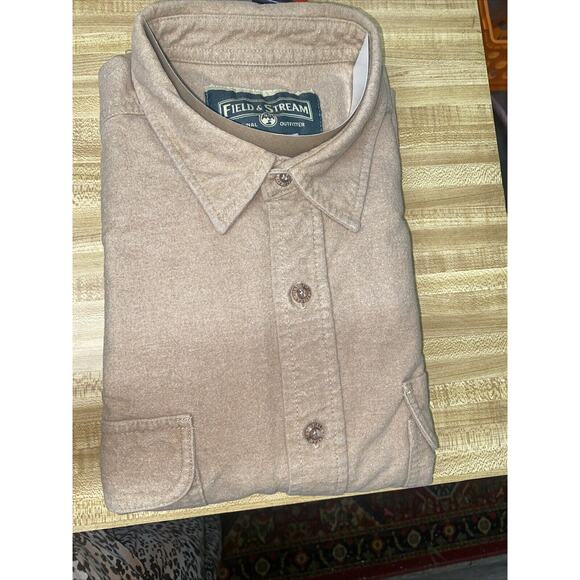 Vintage Field & Stream Flannel Shirt Khaki Tan Heavyweight Button Down XXL - Picture 1 of 6